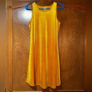 Velvet Sleeveless Dress (Mustard Yellow)